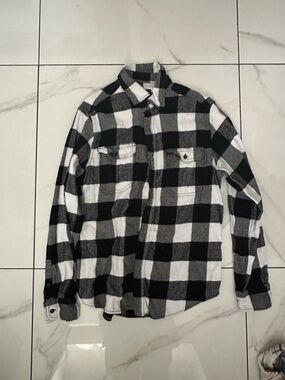 George Black and White Plaid Shirt M